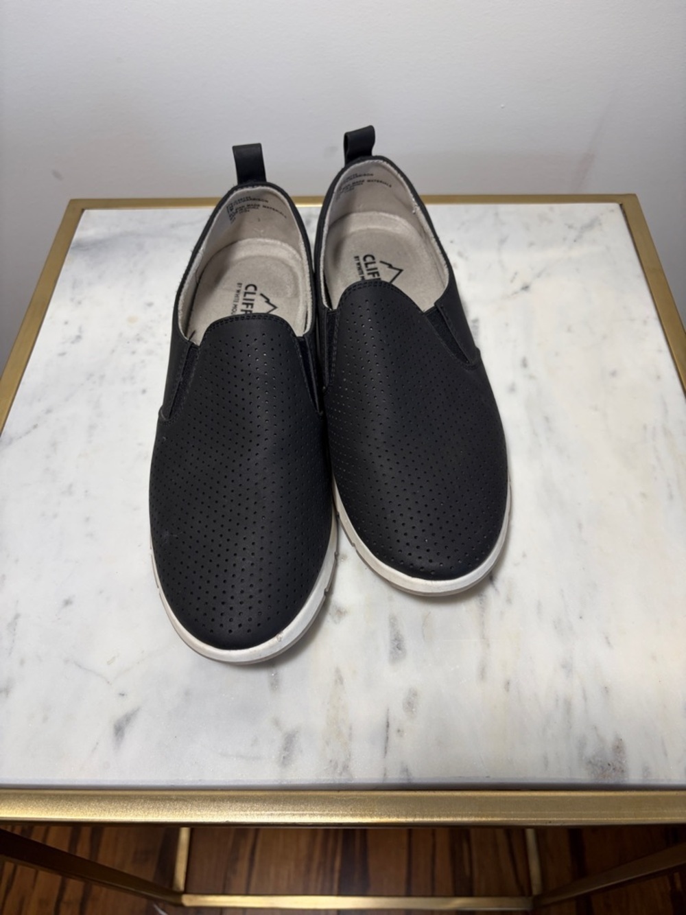 Cliffs by WHITE MOUNTAIN Garrison Black Perforated Slip-On Sneaker - Sz 7